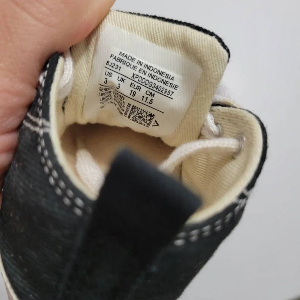 Converse‎ Unisex Baby Crib First Star Hi Sneaker Shoes Black 8J231 Lace Up 3 M